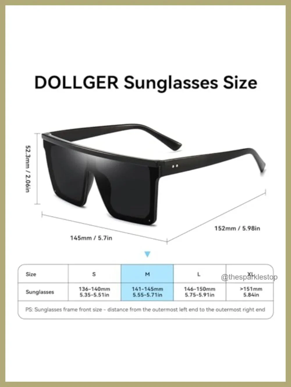 Oversized Square Sunglasses UV400 Protection Metal Frame